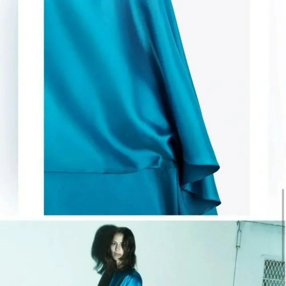 ZARA SATIN EFFECT MINI CAPE DRESS - Picture 9 of 10